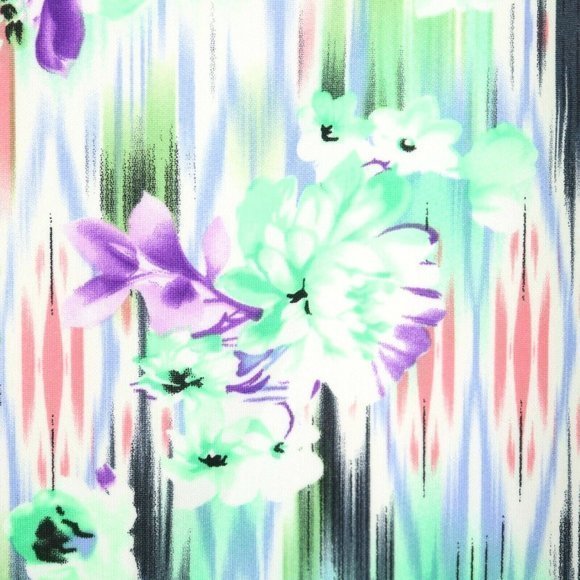 MOA Pencil Skirt Green Purple Red White Floral Stretch 2XL XXL‎ - Picture 8 of 12